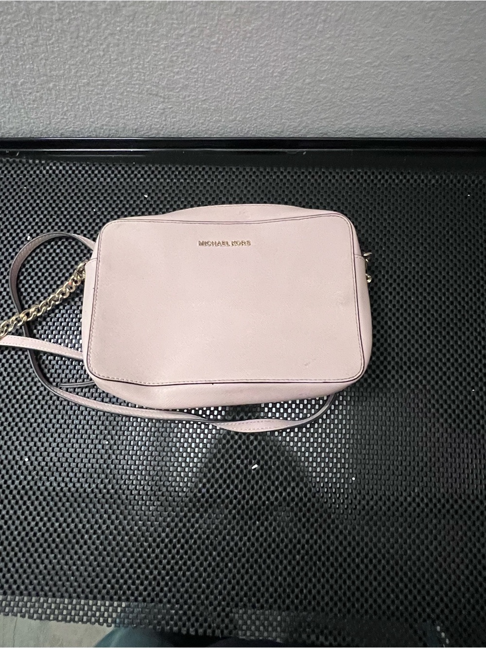 Michael Kors Light Pink Leather Crossbody Bag with Gold Chain
